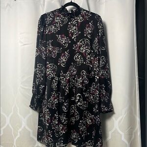 Loft Black and purple  Paisley Dress